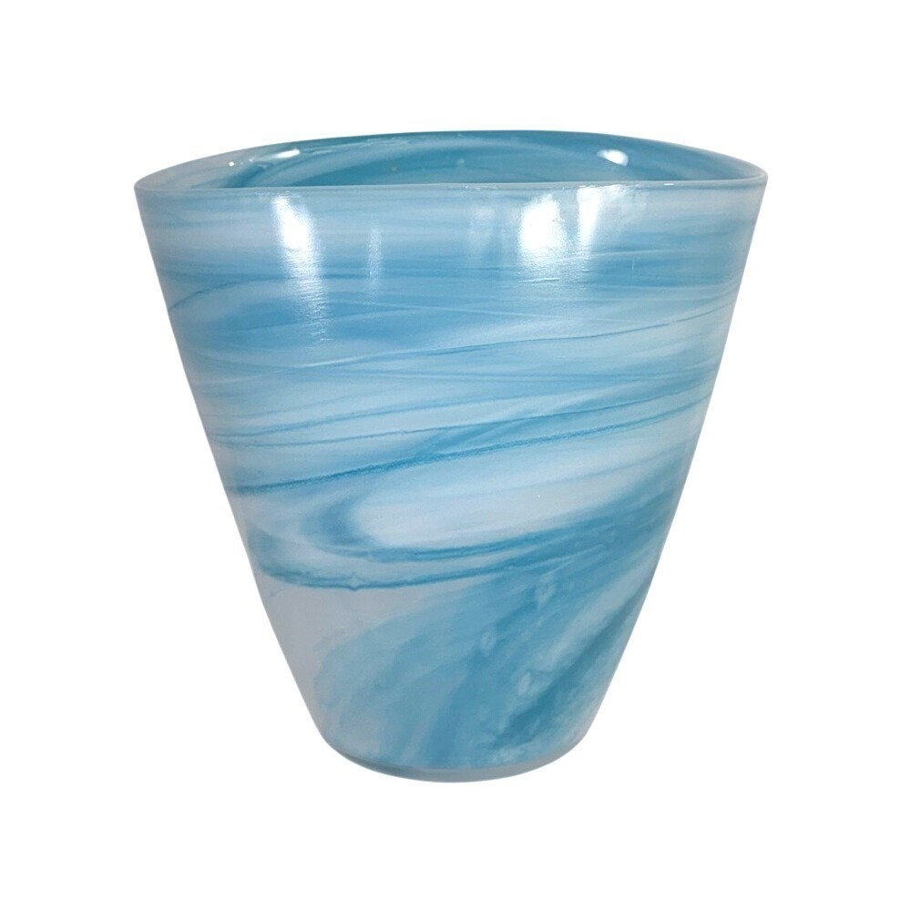 Artistic Accents Blue Swirl Glass Vase - Decorative Home Art 7.25" tall